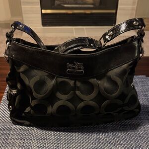 Coach Black and Gray Signature Shoulder Bag